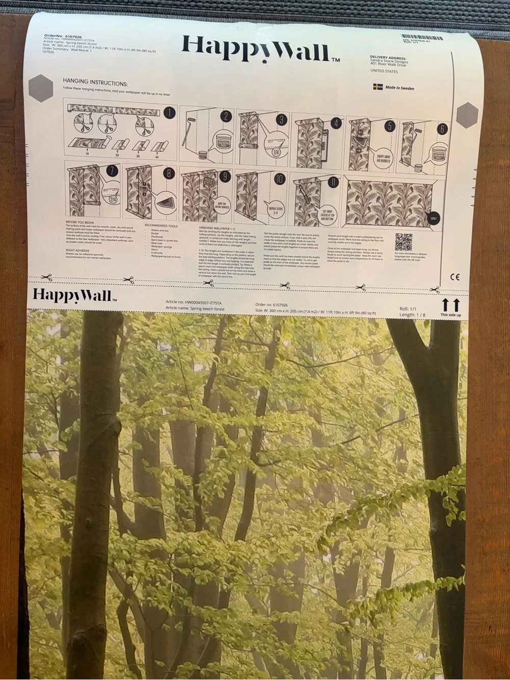 HappyWall Spring Beech Forest Wall Mural - Tranquil Woodland Decor